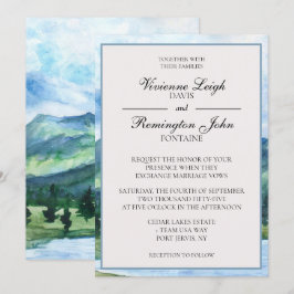 Invitación Boda del lago acuático sereno azul francés