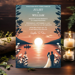 Invitación Boda del lago al aire libre de la montaña