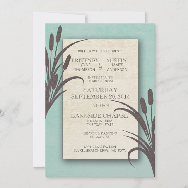 Invitación Boda del lago Aqua (Anverso)