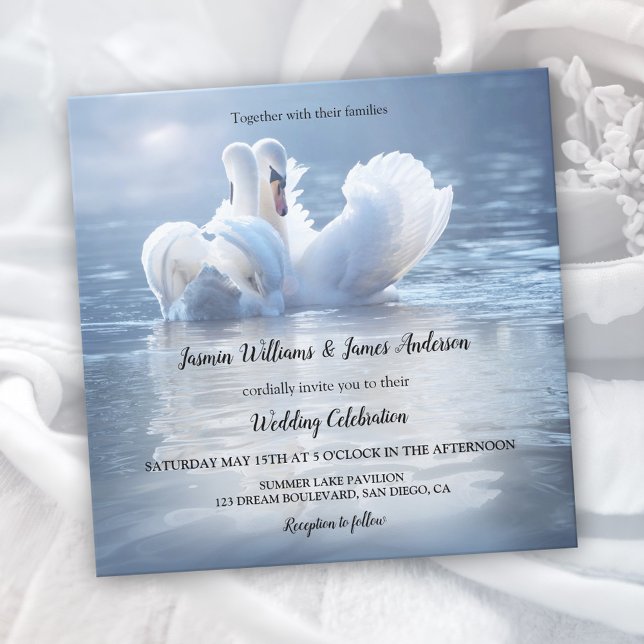 Invitación Boda del lago Blue Swans (Subido por el creador)