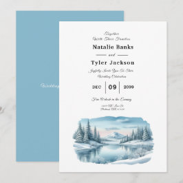 Invitación Boda del Lago de Invierno Snowy Mountain
