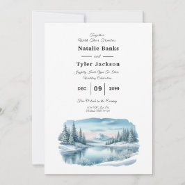Invitación Boda del Lago de Invierno Snowy Mountain