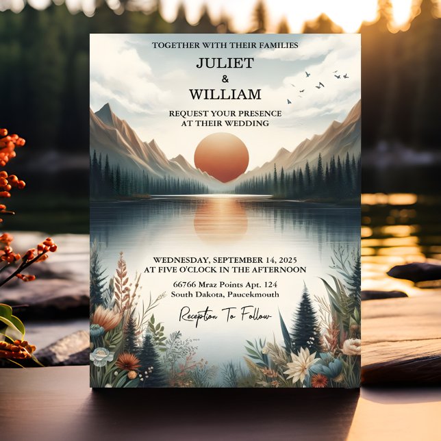 Invitación Boda del lago Lakeside al aire libre de la montaña (Subido por el creador)