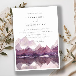 Invitación Boda del lago Purple Lilac Watercolor Mountain