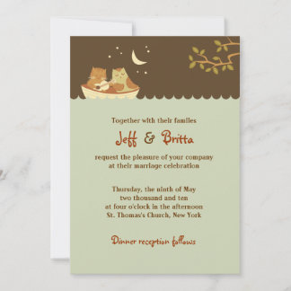 Invitación Boda del libro de cuentos de búho y paussitas (azu