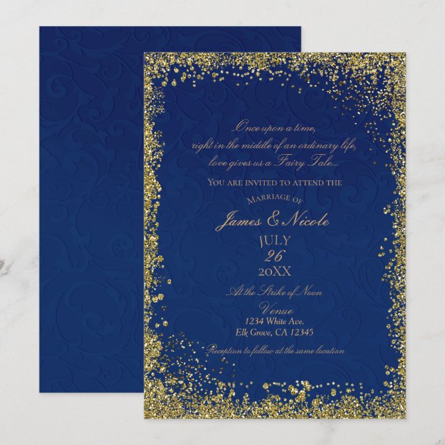 Invitación Boda del libro de cuentos de la princesa azul mari (Anverso / Reverso)
