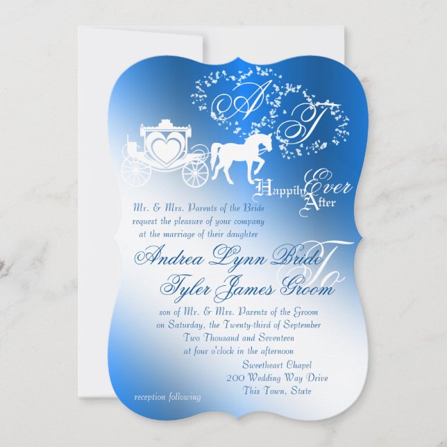 Invitación Boda del libro de historias azules de zafiro encan (Anverso)