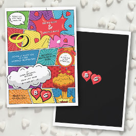 Invitación Boda del libro de historietas colorido pop Art