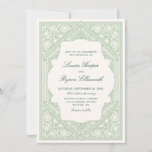 Invitación Boda del libro de la biblioteca de Vintage
