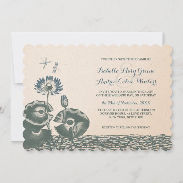Invitación Boda del lirio y de la libélula de agua (Anverso)
