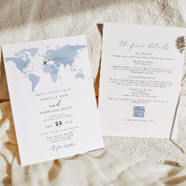 Invitación BODA del mapa azul de destino de CARMEN Detalles I