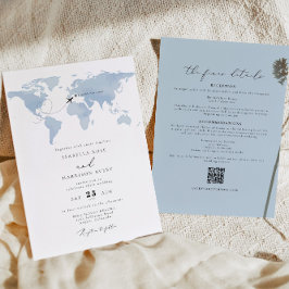 Invitación BODA del mapa azul de destino de CARMEN Detalles I
