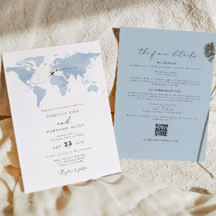 Invitación BODA del mapa azul de destino de CARMEN Detalles I