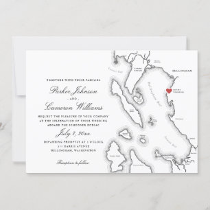Invitación Boda del mapa del año 2000 de Schooner Zodiac Bell