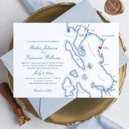 Invitación Boda del mapa del año 2000 de Schooner Zodiac Bell
