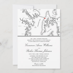 Invitación Boda del mapa formal del Chesapeake Bay Beach Club