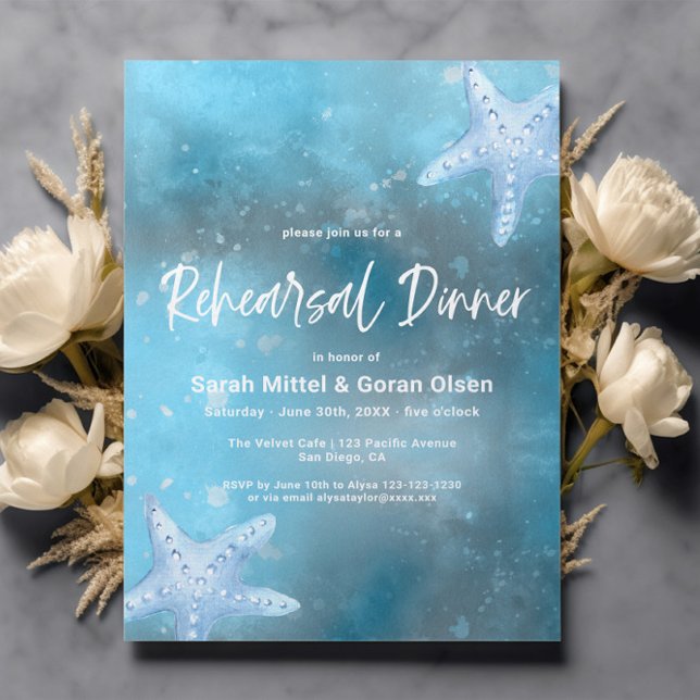 Invitación Boda del Mar Azul Profundo Cena (Subido por el creador)