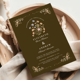 Invitación Boda del marco antiguo floral de Rococo