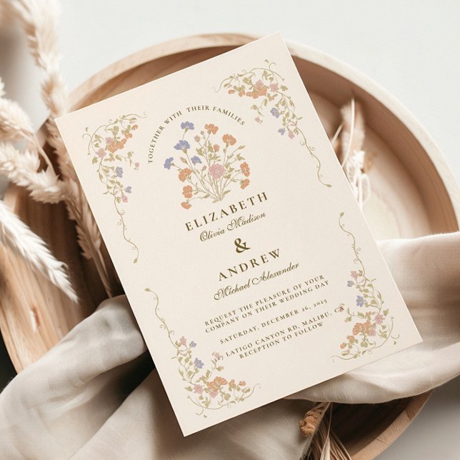 Invitación Boda del marco antiguo floral de Rococo (Subido por el creador)