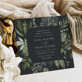 Invitación Boda del marco botánico verde de Winter Meadow Squ