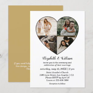 Invitación Boda del marco cardiaco de cuatro fotos de la cole