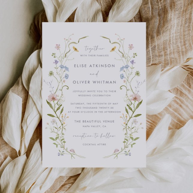 Invitación Boda del marco de flor silvestre Pastel caprichoso (Subido por el creador)