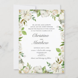 Invitación Boda del marco de flores blancas del jardín antigu
