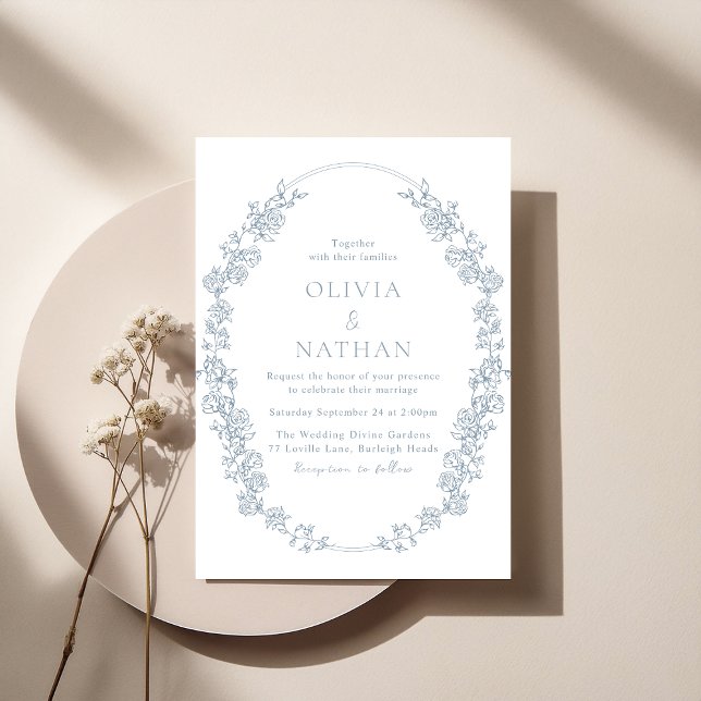 Invitación Boda del marco de la guirnalda floral de Chinoiser (Subido por el creador)