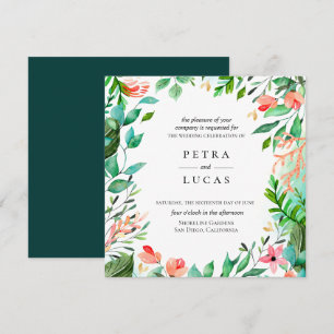 Invitación Boda del marco de la isla del coral botánico