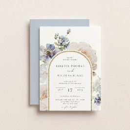Invitación Boda del marco del arco floral azul turbio