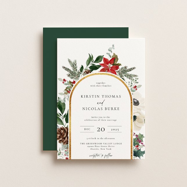 Invitación Boda del marco del arco floral botánico de inviern (Subido por el creador)