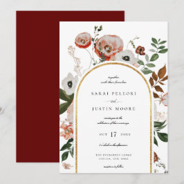 Invitación Boda del marco del arco floral botánico de otoño