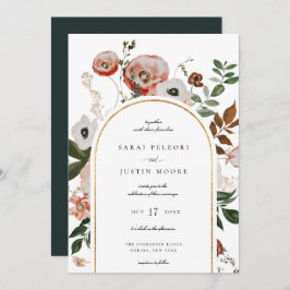 Invitación Boda del marco del arco floral botánico de otoño