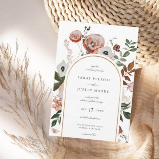 Invitación Boda del marco del arco floral botánico de otoño (Subido por el creador)