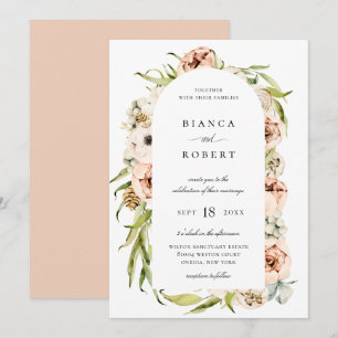 Invitación Boda del marco del arco floral forestal botánico