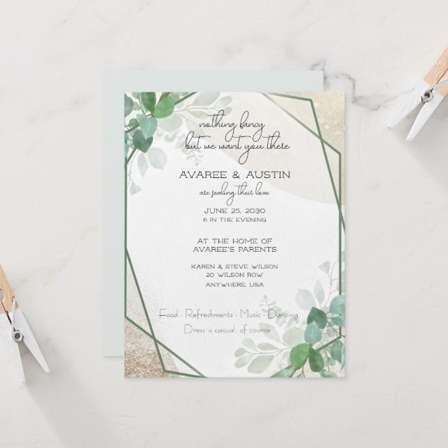 Invitación Boda del marco del Eucalyptus (Anverso/Reverso In Situ)