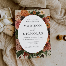 Invitación Boda del marco del ovario floral del otoño de Boho