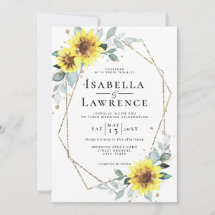 Invitación Boda del marco del Relieve metalizado dorado flora