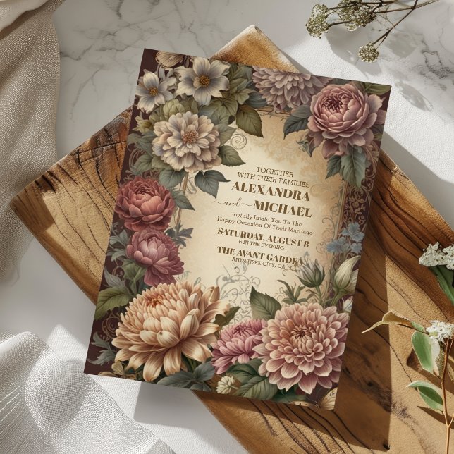 Invitación Boda del marco dorado de la época crema y dorada (Subido por el creador)
