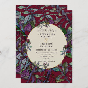 Invitación Boda del marco dorado de la hoja floral de la acua