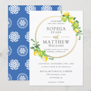 Invitación Boda del marco dorado de verano de Lemons Azure Gr