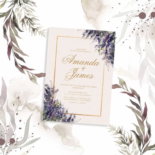Invitación Boda del marco dorado de Wisteria (Subido por el creador)