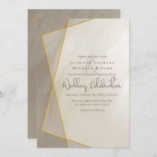 Invitación boda del marco dorado gris antiguo