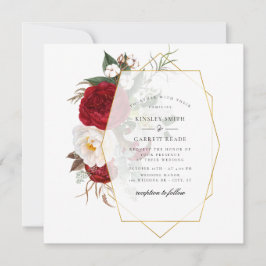 Invitación Boda del marco dorado Peony Bouquet