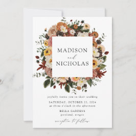 Invitación Boda del marco floral de Boho Autumn