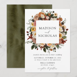 Invitación Boda del marco floral de Boho Autumn