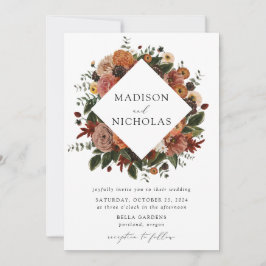 Invitación Boda del marco floral de Boho Autumn