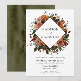 Invitación Boda del marco floral de Boho Autumn