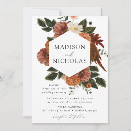 Invitación Boda del marco floral de Boho Autumn