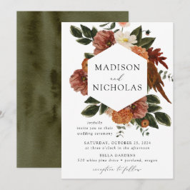 Invitación Boda del marco floral de Boho Autumn